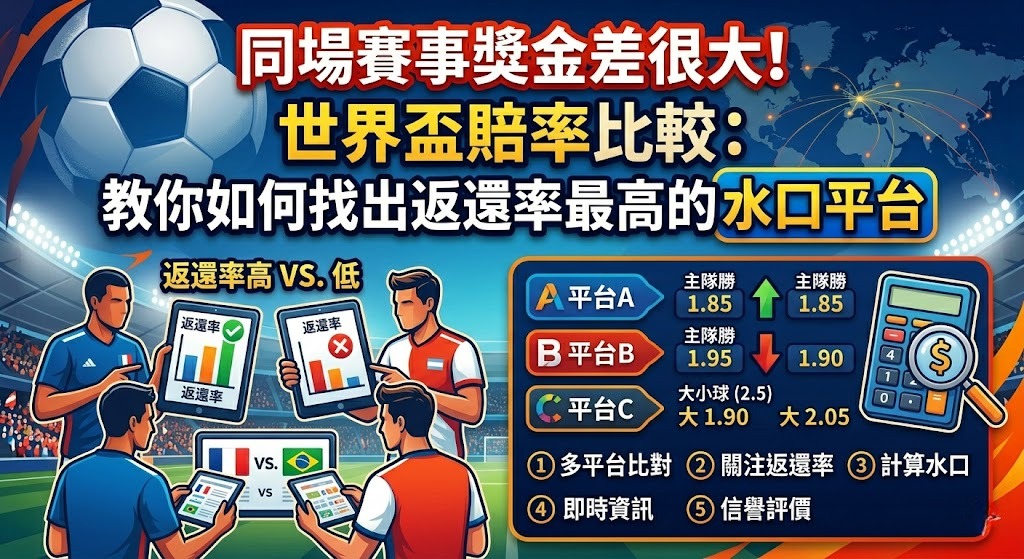世界盃賠率比較:教你如何找出返還率最高的水口平台
